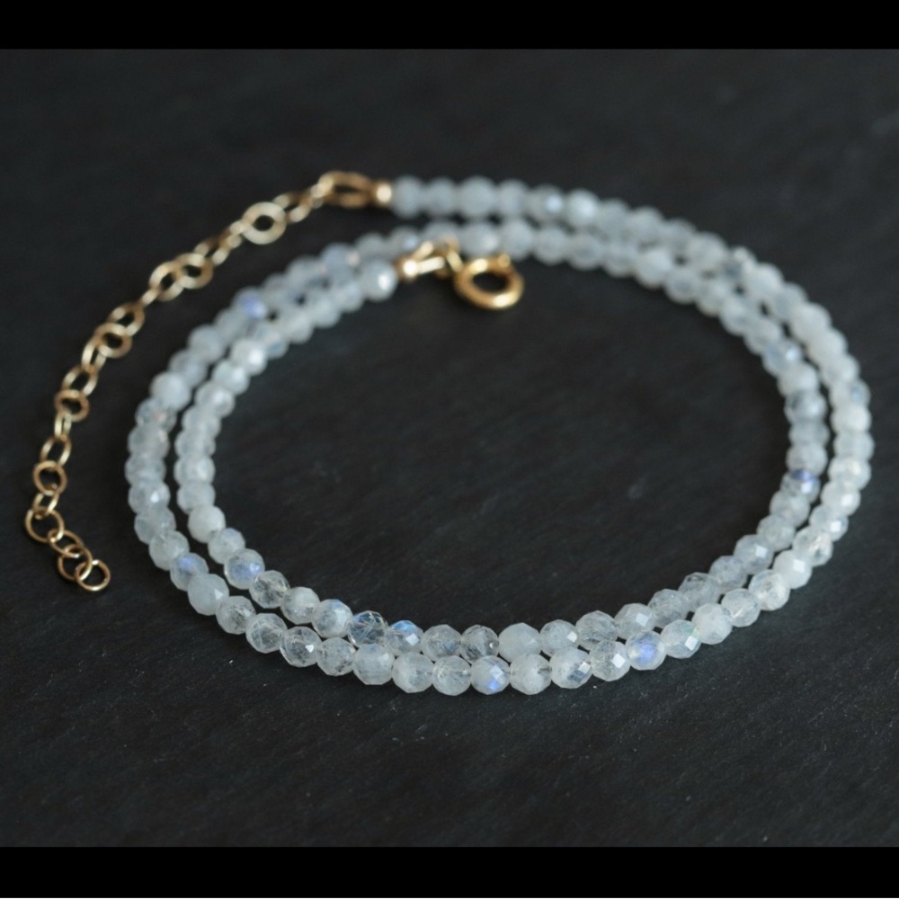 Rainbow Moonstone Choker Necklace 14k gold Fill Handmade Gemstone Jewelry women